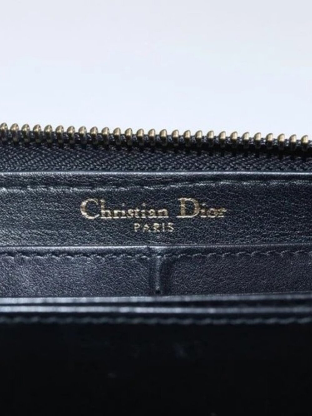 Christian Dior Round Long Wallet Leather Black Gold Auth am10801 - Picture 9 of 16